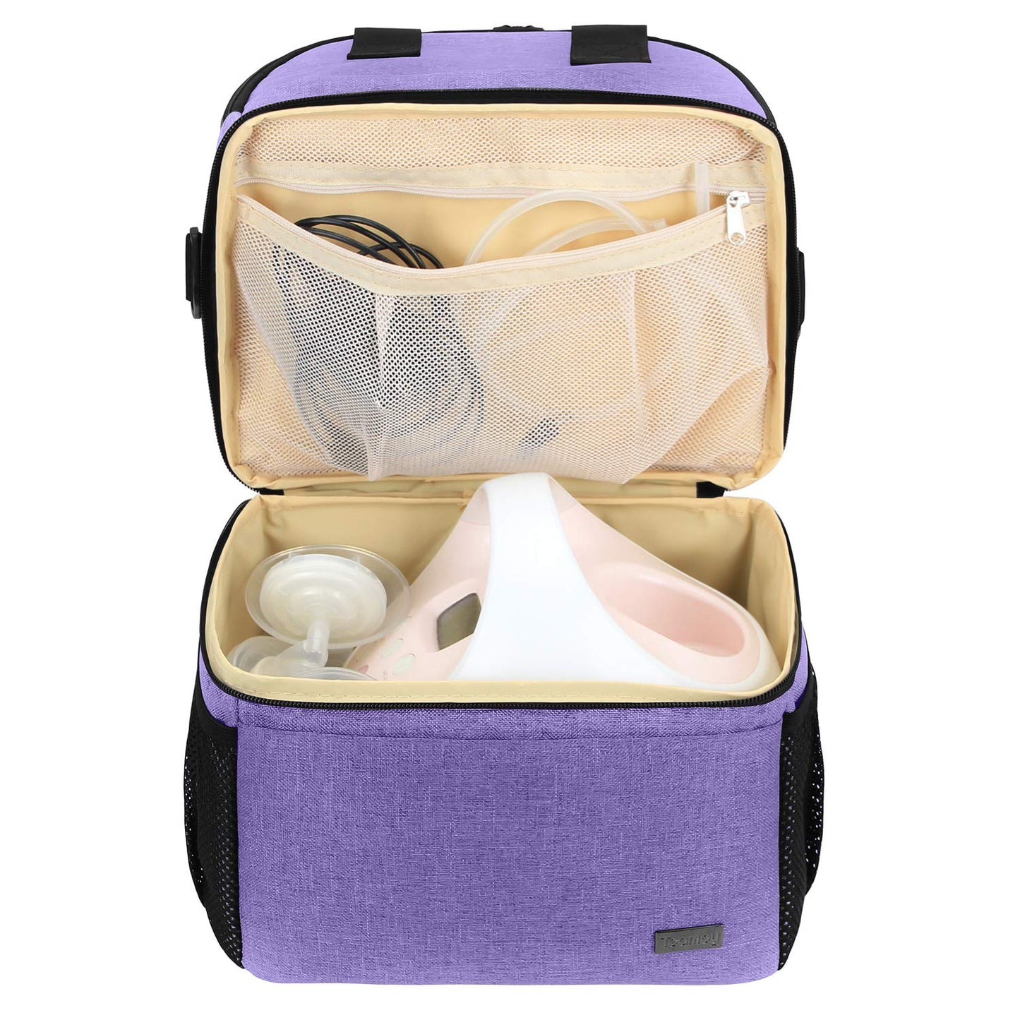 Double Layer Breast Pump Tote Bag with Cooler Compartment, Purple | Pumping Bag Fits for Spectra S1, S2, Breast Milk Travel Tote Bag for Working Moms(Bag Only)