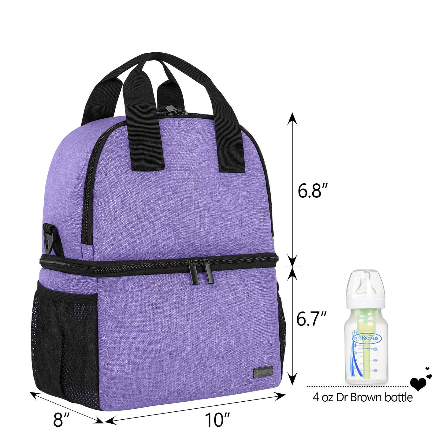 Double Layer Breast Pump Tote Bag with Cooler Compartment, Purple | Pumping Bag Fits for Spectra S1, S2, Breast Milk Travel Tote Bag for Working Moms(Bag Only)