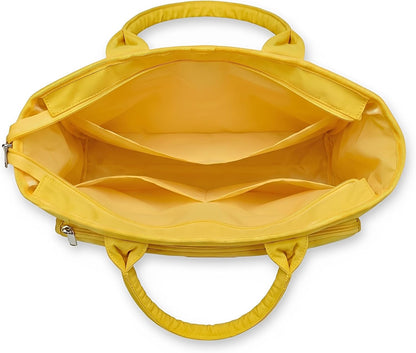 Large Ita Backpack Crossbody Tote Bag, Pin Display Purse, Yellow | 4-Way Convertible Kawaii Pin Backpack with Clear Window Mesh Texture Insert for Kpop Fan Anime Cosplay (Pins Not Included)