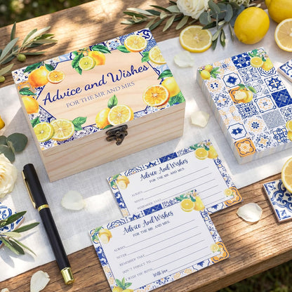 60 Pcs Advice And Wishes For The Mr And Mrs Wedding Cards Box, Bridal Shower Games Advice And Wishes Cards For Bride And Groom, Bridal Shower Decorations(Capri Lemon)