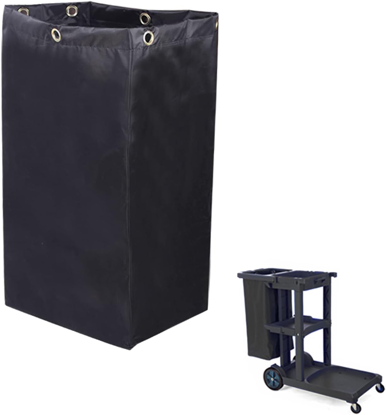 Replacement Janitorial Cart Bag, High Capacity Waterproof Thickened Housekeeping Commercial Janitorial Cleaning Cart Bag with 6 Brass Grommets - 25 Gallon (Yellow)