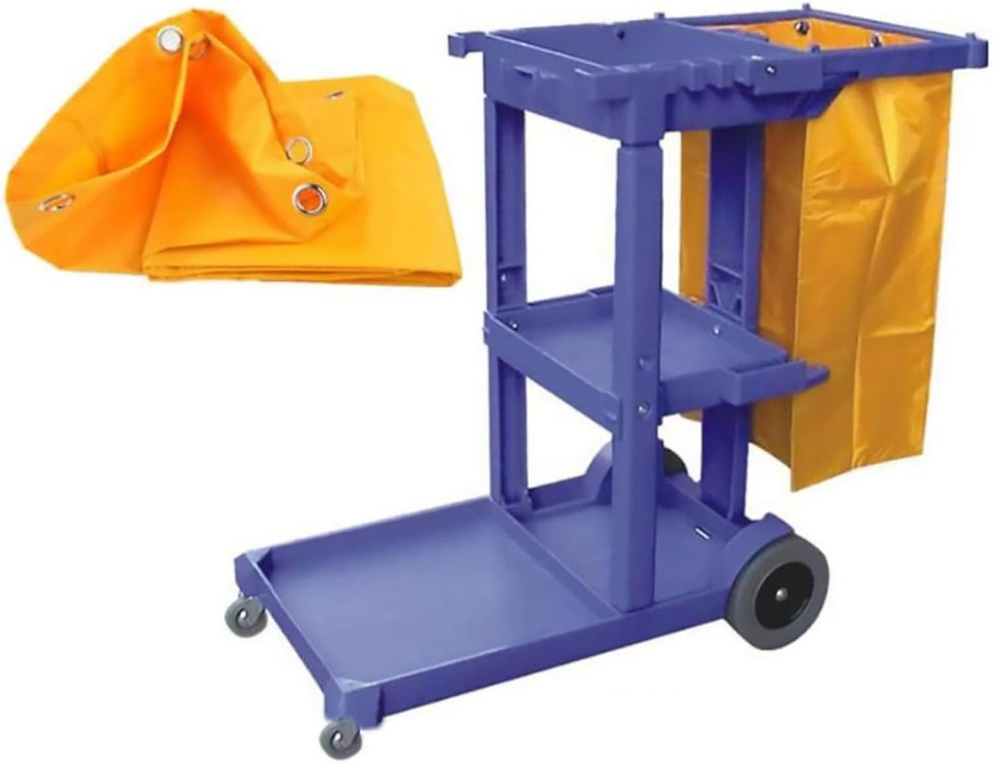 Replacement Janitorial Cart Bag, High Capacity Waterproof Thickened Housekeeping Commercial Janitorial Cleaning Cart Bag with 6 Brass Grommets - 25 Gallon (Yellow)