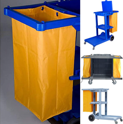 Replacement Janitorial Cart Bag, High Capacity Waterproof Thickened Housekeeping Commercial Janitorial Cleaning Cart Bag with 6 Brass Grommets - 25 Gallon (Yellow)