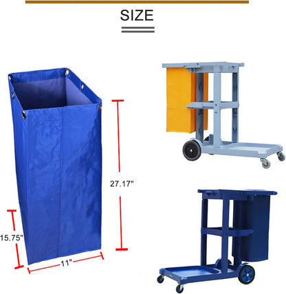 Replacement Janitorial Cart Bag, High Capacity Waterproof Thickened Housekeeping Commercial Janitorial Cleaning Cart Bag with 6 Brass Grommets - 25 Gallon (Yellow)
