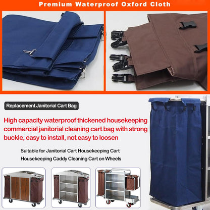 Replacement Janitorial Cart Bag, High Capacity Waterproof Thickened Housekeeping Commercial Janitorial Cleaning Cart Bag with 6 Brass Grommets - 25 Gallon (Yellow)