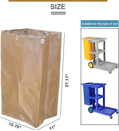 Replacement Janitorial Cart Bag, High Capacity Waterproof Thickened Housekeeping Commercial Janitorial Cleaning Cart Bag with 6 Brass Grommets - 25 Gallon (Yellow)