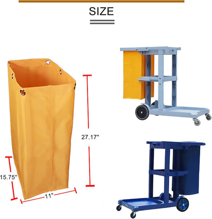 Replacement Janitorial Cart Bag, High Capacity Waterproof Thickened Housekeeping Commercial Janitorial Cleaning Cart Bag with 6 Brass Grommets - 25 Gallon (Yellow)
