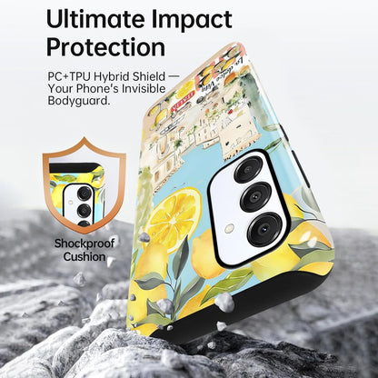 Summer Italian Vacation Lemon Collage Phone Case for Samsung Galaxy A16 5G Case Shockproof TPU and Hard PC Protective Compatible with MagSafe Designed Cover Funda for Samsung A16 6.7 Inch