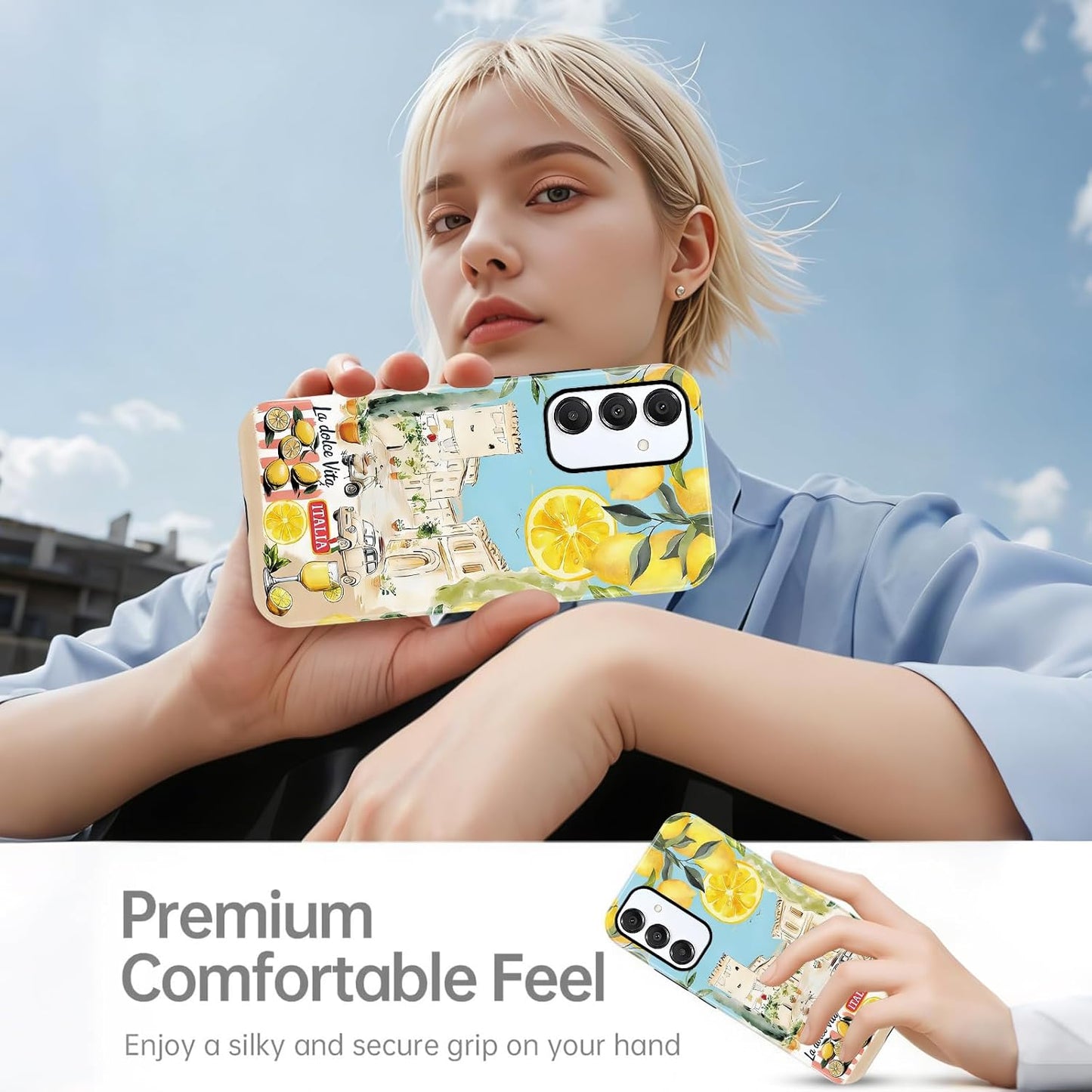 Summer Italian Vacation Lemon Collage Phone Case for Samsung Galaxy A16 5G Case Shockproof TPU and Hard PC Protective Compatible with MagSafe Designed Cover Funda for Samsung A16 6.7 Inch