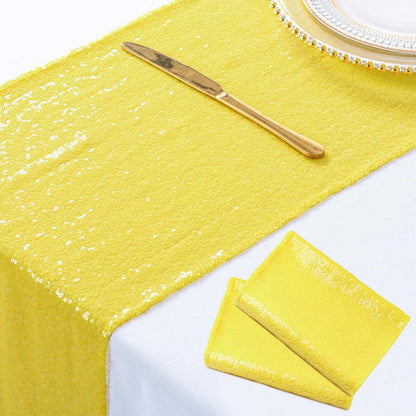Yellow Table Runners Pack of 2 Sequin Table Runner 12inx108in Baby Birthday Decorations Dining Table-Runner 108 Inches Long Party Table Cloth Modern Style Wedding Decoration