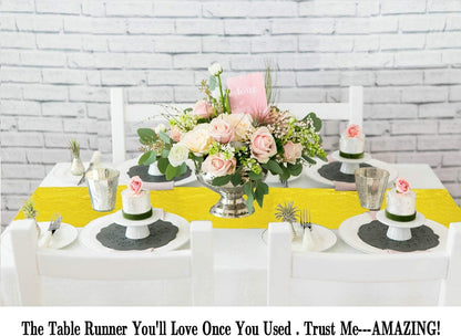 Yellow Table Runners Pack of 2 Sequin Table Runner 12inx108in Baby Birthday Decorations Dining Table-Runner 108 Inches Long Party Table Cloth Modern Style Wedding Decoration