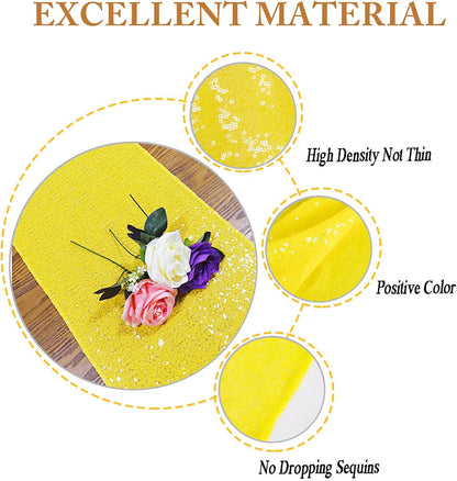 Yellow Table Runners Pack of 2 Sequin Table Runner 12inx108in Baby Birthday Decorations Dining Table-Runner 108 Inches Long Party Table Cloth Modern Style Wedding Decoration