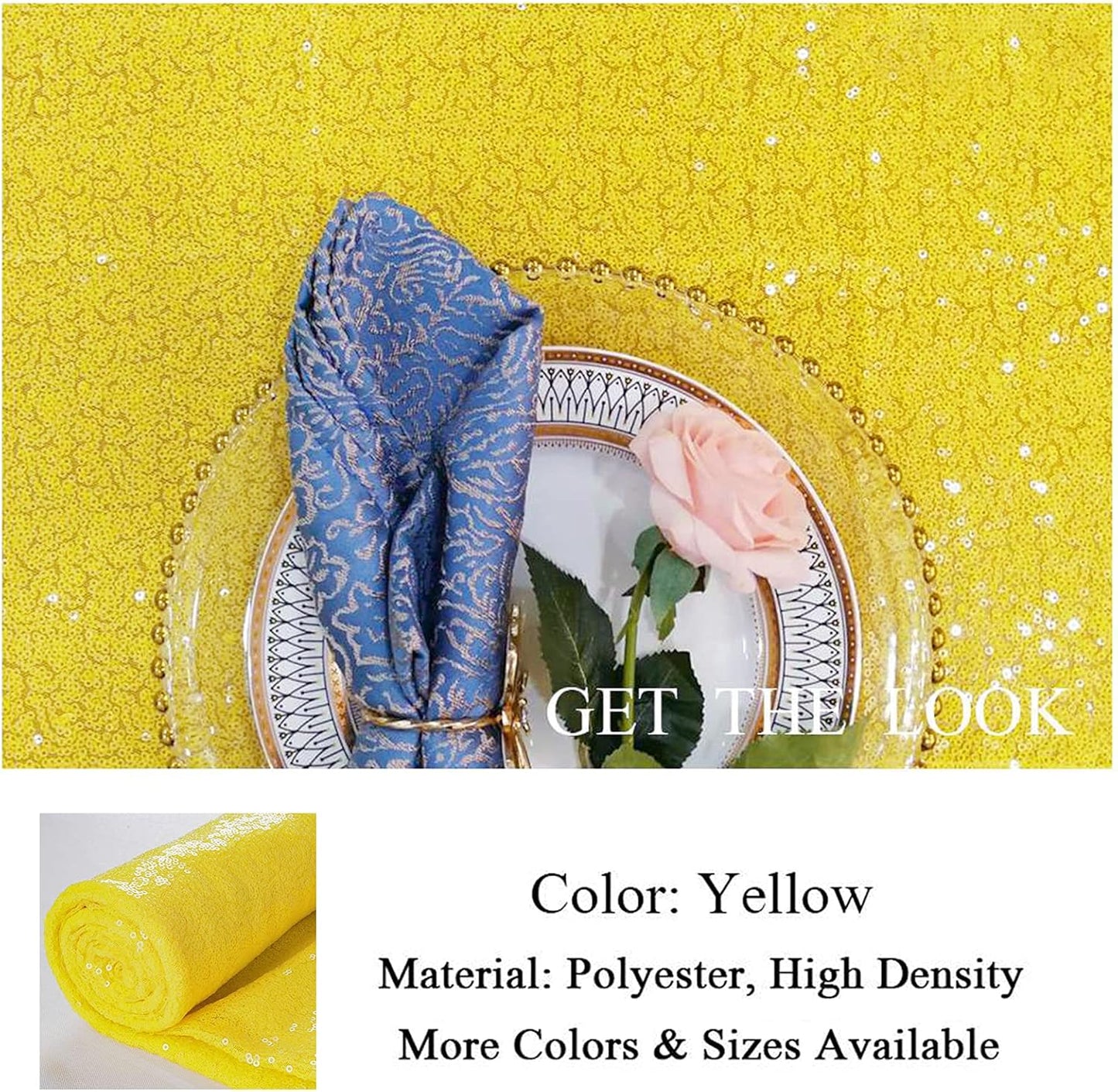 Yellow Table Runners Pack of 2 Sequin Table Runner 12inx108in Baby Birthday Decorations Dining Table-Runner 108 Inches Long Party Table Cloth Modern Style Wedding Decoration
