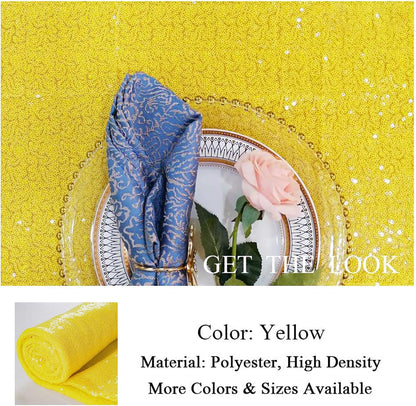 Yellow Table Runners Pack of 2 Sequin Table Runner 12inx108in Baby Birthday Decorations Dining Table-Runner 108 Inches Long Party Table Cloth Modern Style Wedding Decoration