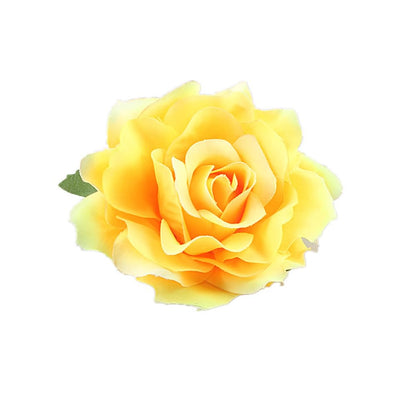 Women's Vintage Elegent Rose Flower Hairpin Hair Clip with Brooch for Party Travel Festivals (Yellow)