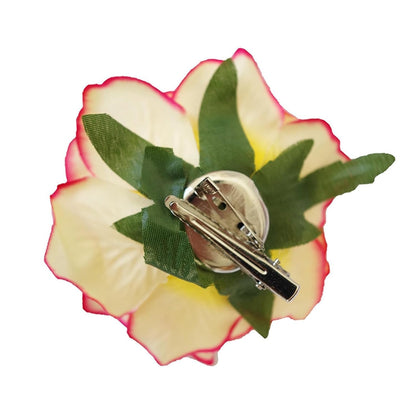 Women's Vintage Elegent Rose Flower Hairpin Hair Clip with Brooch for Party Travel Festivals (Yellow)