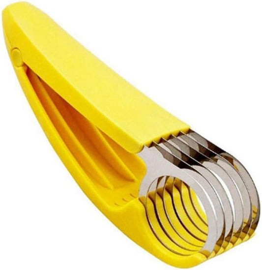 1 PCs Creative Stainless Steel Banana Chopper Fruit Cutter Cucumber Vegetable Peeler slicers Kitchen Tools, Yellow