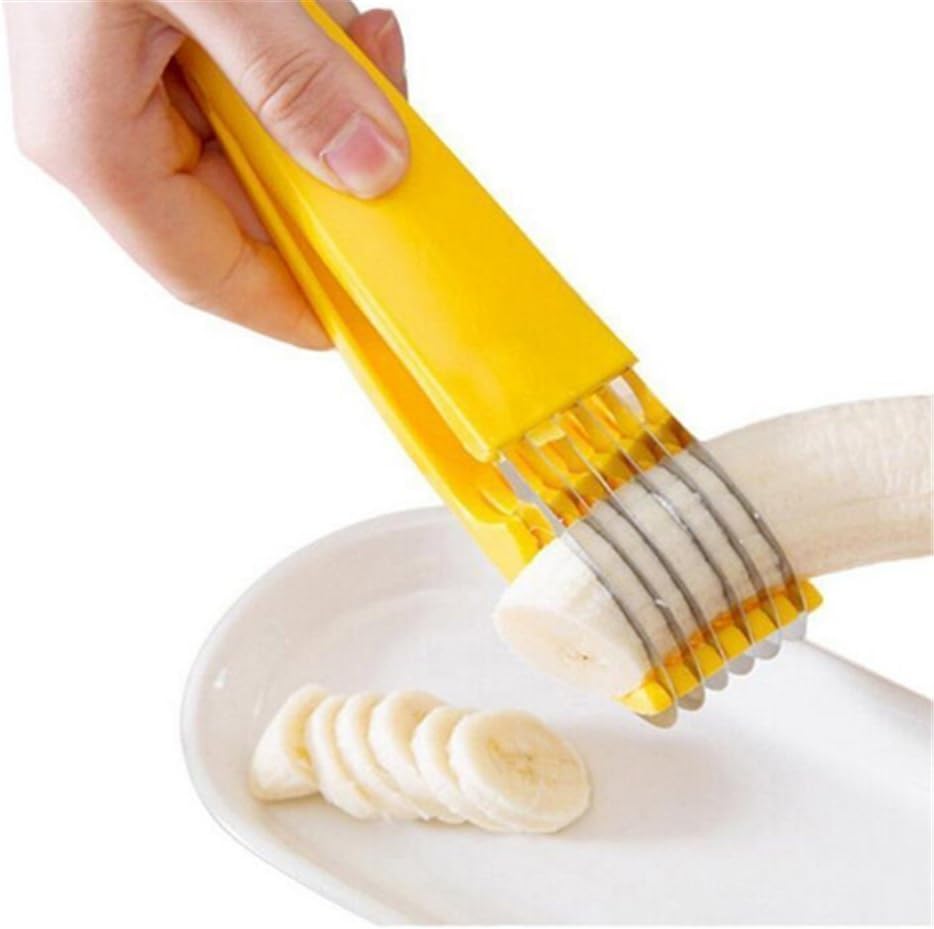 1 PCs Creative Stainless Steel Banana Chopper Fruit Cutter Cucumber Vegetable Peeler slicers Kitchen Tools, Yellow