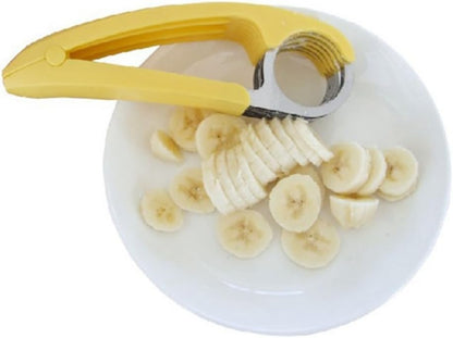 1 PCs Creative Stainless Steel Banana Chopper Fruit Cutter Cucumber Vegetable Peeler slicers Kitchen Tools, Yellow