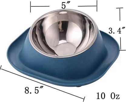 No Spill Cat Bowl Ant Proof Cat Dish for Kitten Pet Dog Yellow S | Stainless steel tilted raised feeder, ant-proof surrounding moat, no spill tray, ergonomic height for Small Animals