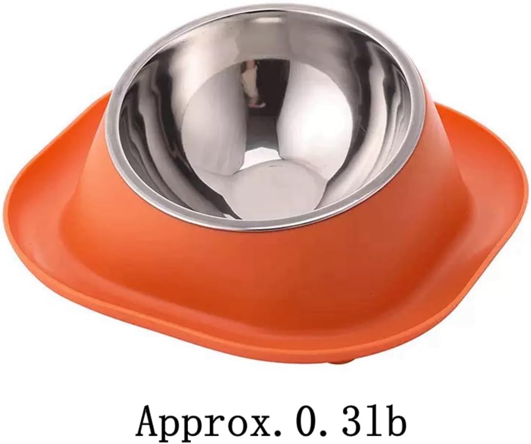 No Spill Cat Bowl Ant Proof Cat Dish for Kitten Pet Dog Yellow S | Stainless steel tilted raised feeder, ant-proof surrounding moat, no spill tray, ergonomic height for Small Animals