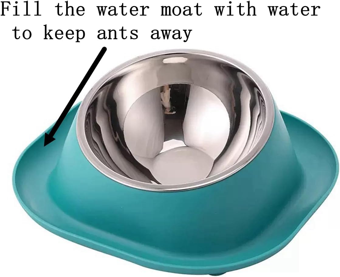 No Spill Cat Bowl Ant Proof Cat Dish for Kitten Pet Dog Yellow S | Stainless steel tilted raised feeder, ant-proof surrounding moat, no spill tray, ergonomic height for Small Animals