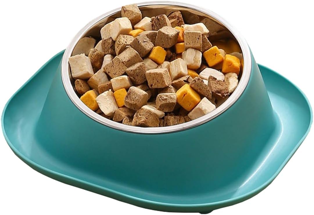 No Spill Cat Bowl Ant Proof Cat Dish for Kitten Pet Dog Yellow S | Stainless steel tilted raised feeder, ant-proof surrounding moat, no spill tray, ergonomic height for Small Animals