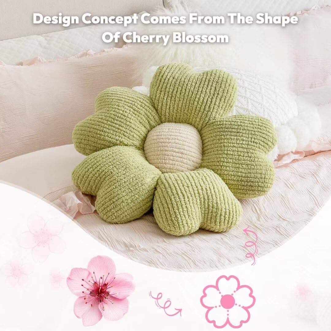 Sioloc Yellow Flower Pillow, Decorative Throw Pillow for Bed, Cute Daisy Flower Shaped Floor Cushion for Pet, Couch & Room Decor (15.7 Inch)