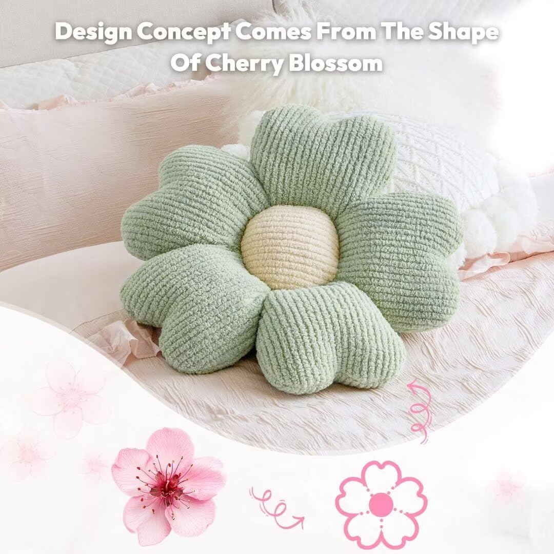 Sioloc Yellow Flower Pillow, Decorative Throw Pillow for Bed, Cute Daisy Flower Shaped Floor Cushion for Pet, Couch & Room Decor (15.7 Inch)