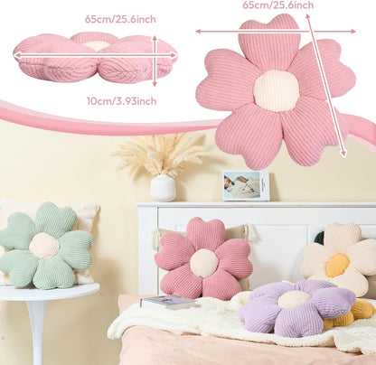 Sioloc Yellow Flower Pillow, Decorative Throw Pillow for Bed, Cute Daisy Flower Shaped Floor Cushion for Pet, Couch & Room Decor (15.7 Inch)