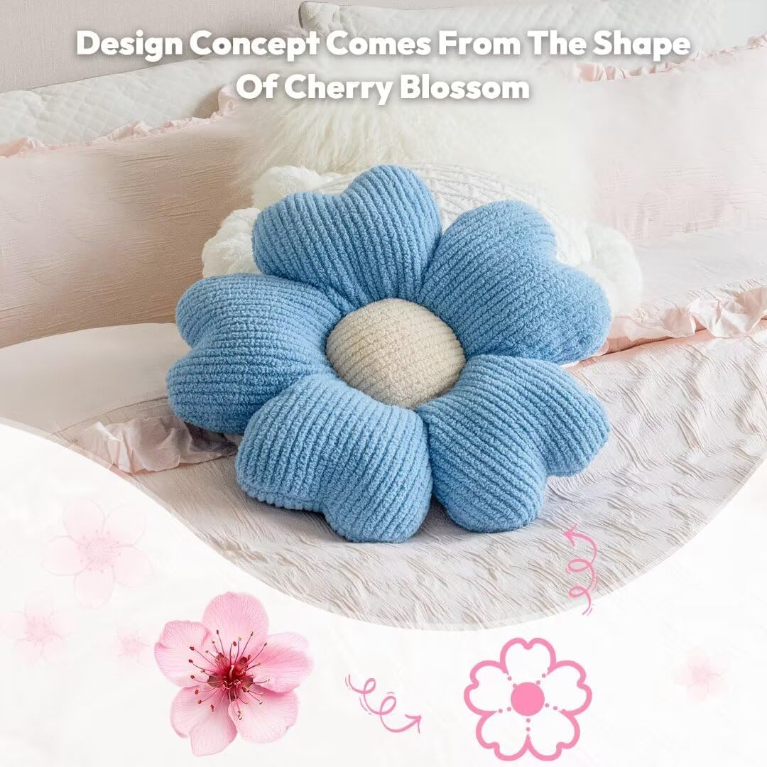 Sioloc Yellow Flower Pillow, Decorative Throw Pillow for Bed, Cute Daisy Flower Shaped Floor Cushion for Pet, Couch & Room Decor (15.7 Inch)