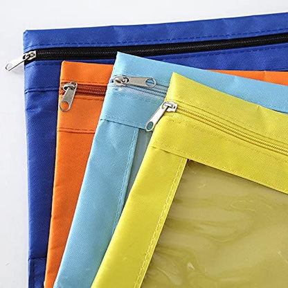Binder Fabric Pencil Pouch | 3-Ring Binder Pencil Case Bag with Zipper 4 Pack (yellow)