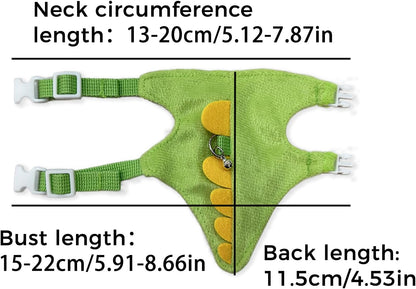 Harness and Leash Set for Small Pets, Dinosaur Shaped Vest Harness, Adjustable Soft Plush Vest with Bell for Guinea Pigs, Ferrets, Hamsters, Hedgehogs - Safe Outdoor Walking Adventure Gear,Yellow