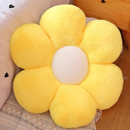 Flower Plush Throw Pillows, Flower Floor Pillow Seating Cushion Toy for Reading, Room, Watching TV (25.6", Yellow-2)