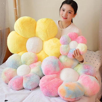 Flower Plush Throw Pillows, Flower Floor Pillow Seating Cushion Toy for Reading, Room, Watching TV (25.6", Yellow-2)