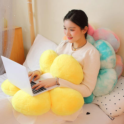 Flower Plush Throw Pillows, Flower Floor Pillow Seating Cushion Toy for Reading, Room, Watching TV (25.6", Yellow-2)