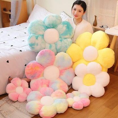Flower Plush Throw Pillows, Flower Floor Pillow Seating Cushion Toy for Reading, Room, Watching TV (25.6", Yellow-2)