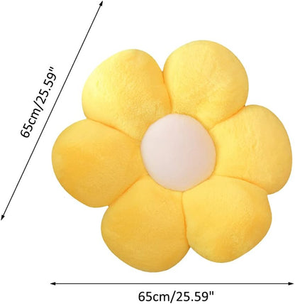 Flower Plush Throw Pillows, Flower Floor Pillow Seating Cushion Toy for Reading, Room, Watching TV (25.6", Yellow-2)