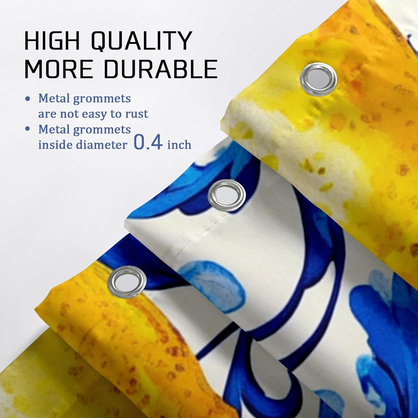 Lemon Shower Curtain, Yellow Citrus Fruit Bath Curtain for Bathroom Decor, Summer Spring Tropical Modern Waterproof Fabric Shower Curtain Set with Hooks 72x72 Inch