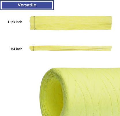 Raffia Twine for Gift Wrapping and Packing, Craft Ribbon - 1/4'' Wide, 109 Yards, Daffodil