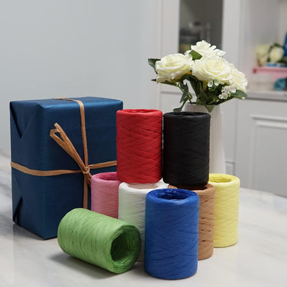 Raffia Twine for Gift Wrapping and Packing, Craft Ribbon - 1/4'' Wide, 109 Yards, Daffodil