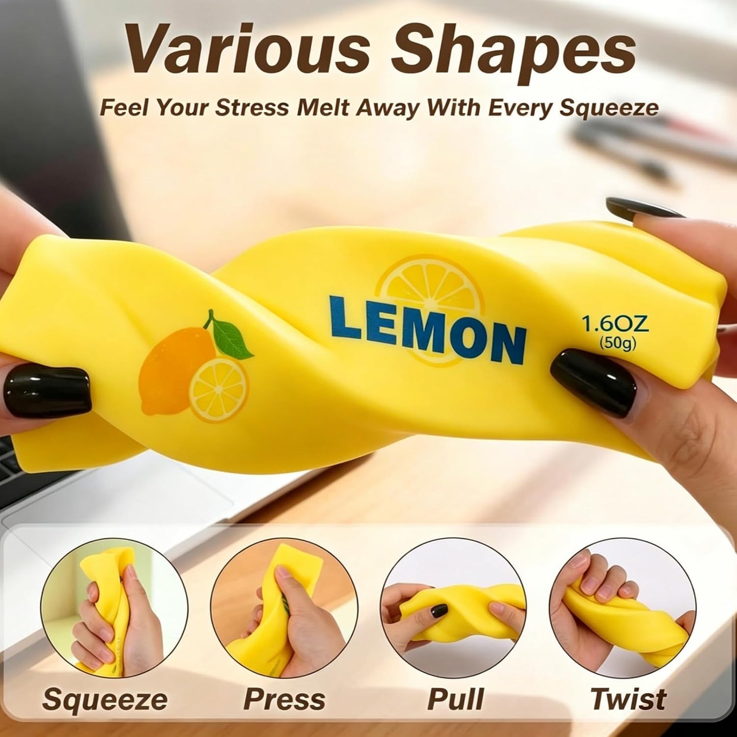 Yellow Lemon Butter Squishy 2 Pack Slow Rising Soft Squeeze Toys | Slow Rebound Butter Sensory Fidget Toy, Party Favors Birthday Gifts, Adults Office Desk Toys, 2Pcs Butters Stick