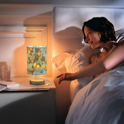 Bedside Table Lamp Lemon Yellow Citrus Fruits (116) Kids Nightstand Lamp Night Light Fabric Shade for Bedroom Living Room Home Office