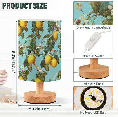 Bedside Table Lamp Lemon Yellow Citrus Fruits (116) Kids Nightstand Lamp Night Light Fabric Shade for Bedroom Living Room Home Office