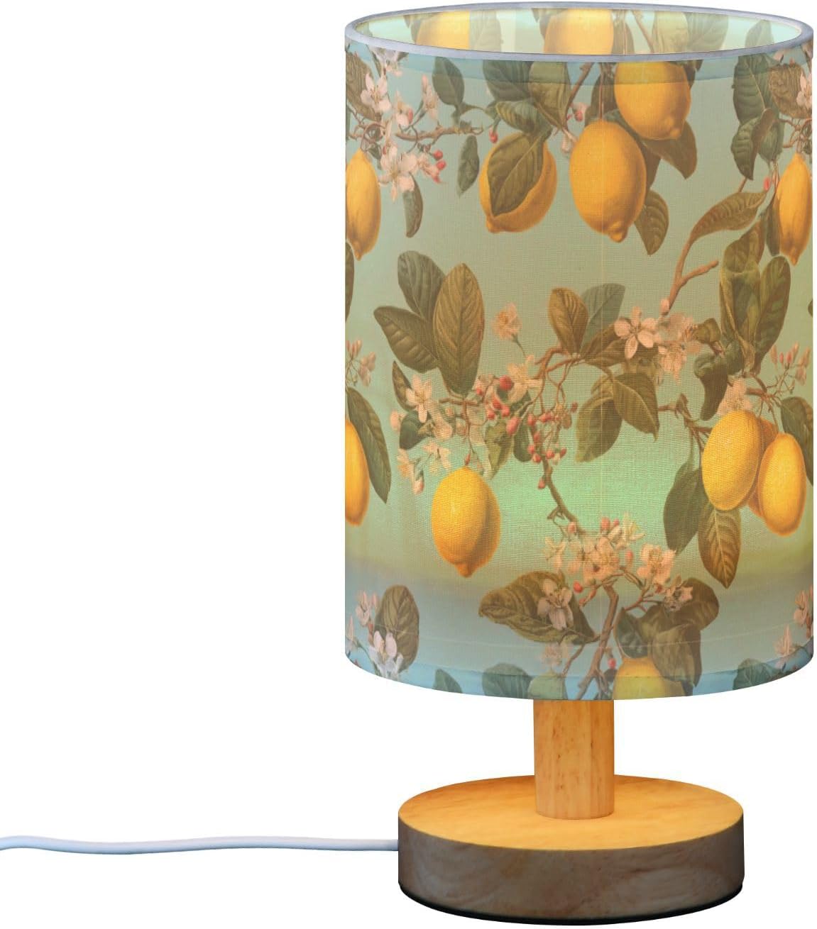Bedside Table Lamp Lemon Yellow Citrus Fruits (116) Kids Nightstand Lamp Night Light Fabric Shade for Bedroom Living Room Home Office