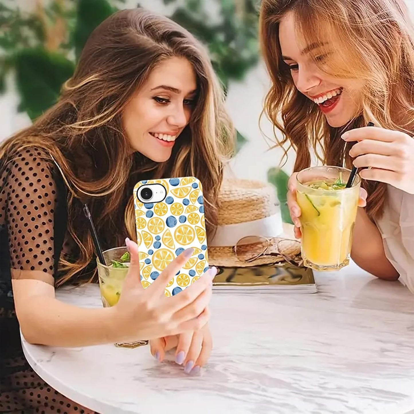 Aesthetics Summer Lemon Blueberry Phone Case for iPhone 17e/16e Case Cute Design Phone Cover Shockproof Soft TPU Hard PC Protection Funda for iPhone 17e/16e 6.1 Inch