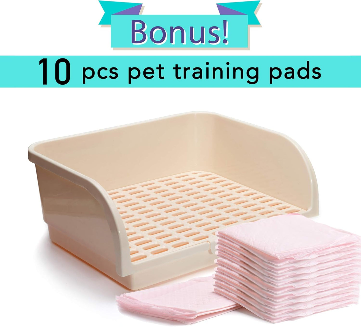 X-Large Rabbit Litter Box with 10PCS Bonus Pads, Drawer, Corner Toilet Box 17.3" x 13" and Bigger Pet Pan for Adult Guinea Pigs, Chinchilla, Ferret, Galesaur, Small Animals