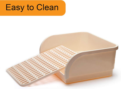 X-Large Rabbit Litter Box with 10PCS Bonus Pads, Drawer, Corner Toilet Box 17.3" x 13" and Bigger Pet Pan for Adult Guinea Pigs, Chinchilla, Ferret, Galesaur, Small Animals