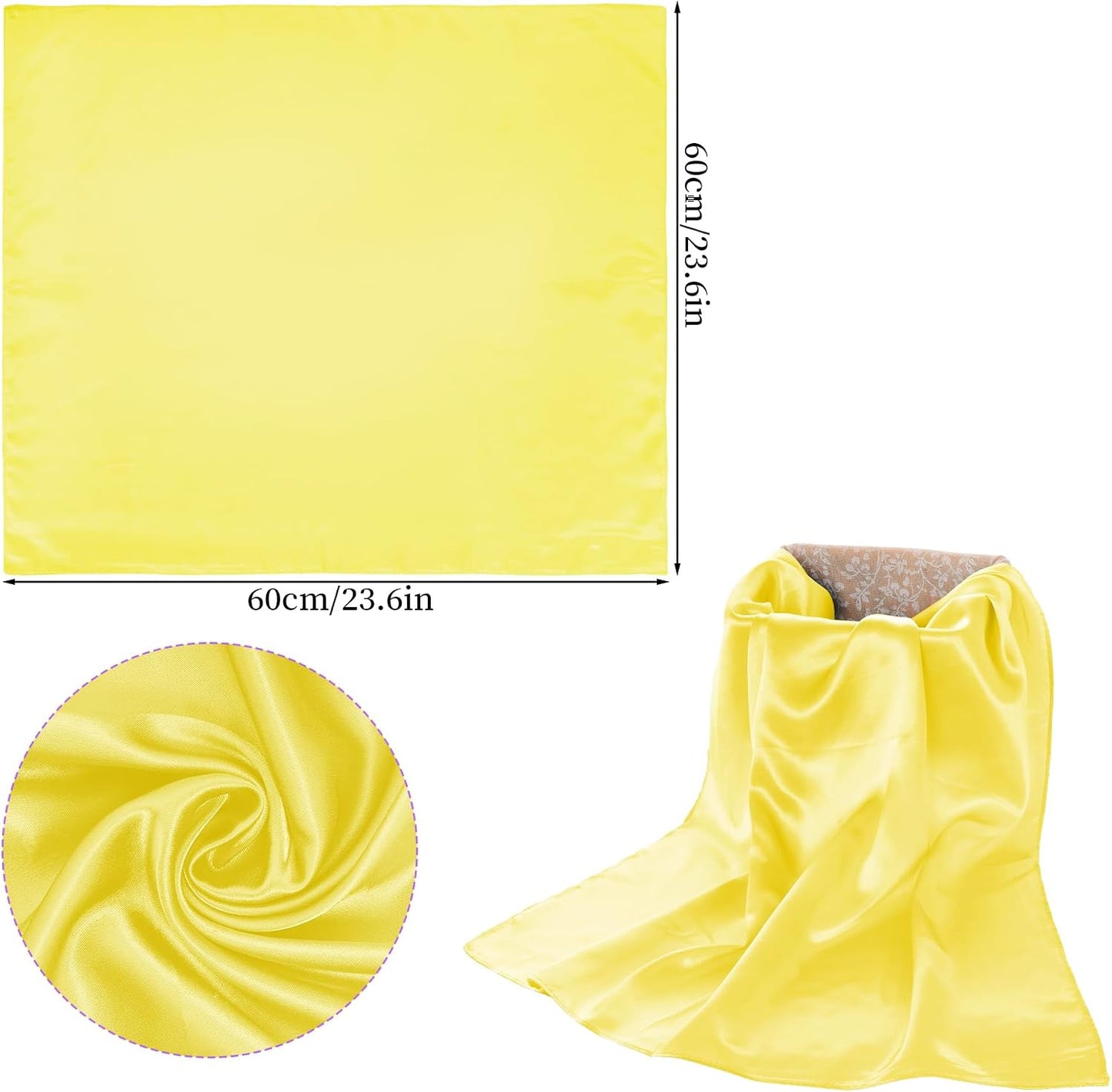 Chiffon Scarf Square Satin Neck Scarf Handkerchief 23.6 inch | Neck Scarf Silk Scarves for Halloween Retro Women Men Girls Boys Costume Accessories