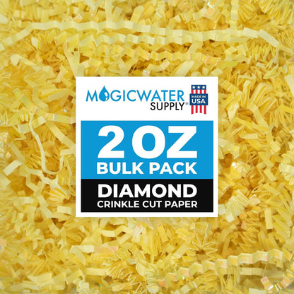 2 oz - Diamond Canary Yellow - Crinkle Cut Paper Shred Filler great for Gift Wrapping, Basket Filling, Birthdays, Weddings, Anniversaries